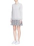 Front View - Click To Enlarge - CLU TOO - Flocked polka dot skirt and sweatshirt dress