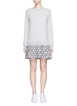 Main View - Click To Enlarge - CLU TOO - Flocked polka dot skirt and sweatshirt dress