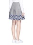Back View - Click To Enlarge - CLU TOO - Flocked dot pleated houndstooth skirt