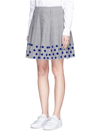 Front View - Click To Enlarge - CLU TOO - Flocked dot pleated houndstooth skirt
