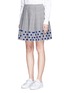 Front View - Click To Enlarge - CLU TOO - Flocked dot pleated houndstooth skirt