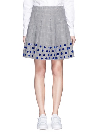 Main View - Click To Enlarge - CLU TOO - Flocked dot pleated houndstooth skirt