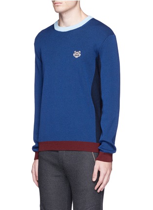 Front View - Click To Enlarge - KENZO - Tiger embroidered colourblock sweater