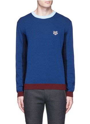 Main View - Click To Enlarge - KENZO - Tiger embroidered colourblock sweater