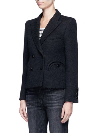 Front View - Click To Enlarge - BLAZÉ MILANO - 'Woodland' faux leather fringe felted wool blazer