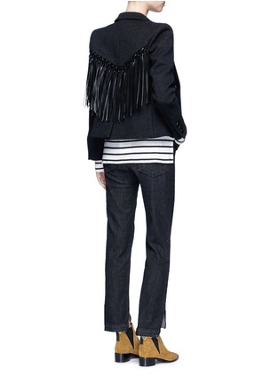 Figure View - Click To Enlarge - BLAZÉ MILANO - 'Woodland' faux leather fringe felted wool blazer