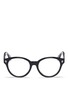 Main View - Click To Enlarge - ALEXANDER MCQUEEN - Floating skull stud acetate round optical glasses
