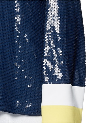 Detail View - Click To Enlarge - EMILIO PUCCI - Stripe cady cuff sequin crepe top