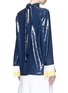 Back View - Click To Enlarge - EMILIO PUCCI - Stripe cady cuff sequin crepe top