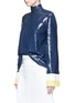 Front View - Click To Enlarge - EMILIO PUCCI - Stripe cady cuff sequin crepe top