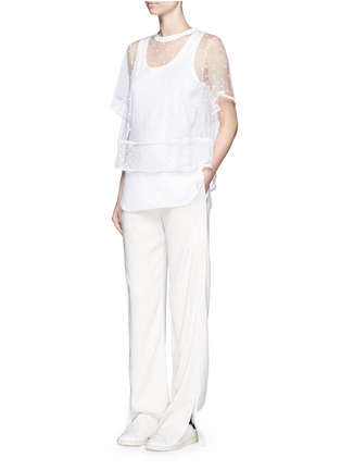 Figure View - Click To Enlarge - CHLOÉ - Embroidered dot tulle top and jersey tank