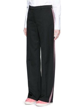 Front View - Click To Enlarge - PORTS 1961 - Tuxedo stripe virgin wool wide leg pants