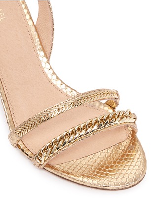 Detail View - Click To Enlarge - MICHAEL KORS - 'Jackie' chain strap metallic leather slingback sandals