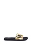 Main View - Click To Enlarge - MICHAEL KORS - 'MK' logo metallic strap slide sandals