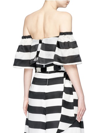 Back View - Click To Enlarge - PAPER LONDON - 'Oria' ruffle off-shoulder silk cropped top