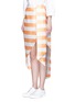 Front View - Click To Enlarge - PAPER LONDON - 'Bonpont' side tie stripe gazar wrap skirt