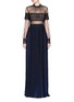 Main View - Click To Enlarge - SELF-PORTRAIT - Balloon sleeve tulle lace pleat maxi dress