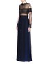 Figure View - Click To Enlarge - SELF-PORTRAIT - Balloon sleeve tulle lace pleat maxi dress