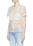 Front View - Click To Enlarge - SELF-PORTRAIT - Ribbon cuff panelled lace top