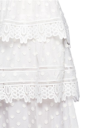Detail View - Click To Enlarge - SELF-PORTRAIT - 'Ivy' floral appliqué lace trim ruffle midi dress