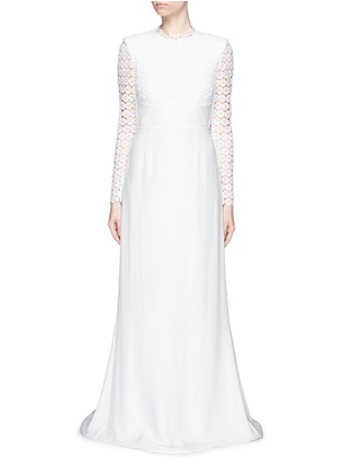 Main View - Click To Enlarge - SELF-PORTRAIT - 'Eva' backless silk charmeuse lace wedding gown