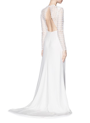 Figure View - Click To Enlarge - SELF-PORTRAIT - 'Eva' backless silk charmeuse lace wedding gown