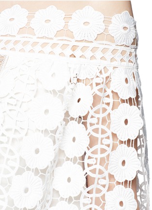 Detail View - Click To Enlarge - SELF-PORTRAIT - 'Serena' lace cape poplin off-shoulder tunic top