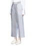 Front View - Click To Enlarge - PORTS 1961 - Mix patchwork stripe poplin wide leg pants