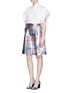 Figure View - Click To Enlarge - DELPOZO - Floral pleat metallic shorts