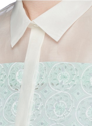 Detail View - Click To Enlarge - DELPOZO - Silk organdy broderie anglaise A-line shirt dress