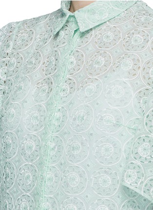 Detail View - Click To Enlarge - DELPOZO - Cape sleeve broderie anglaise shirt dress