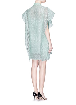 Back View - Click To Enlarge - DELPOZO - Cape sleeve broderie anglaise shirt dress