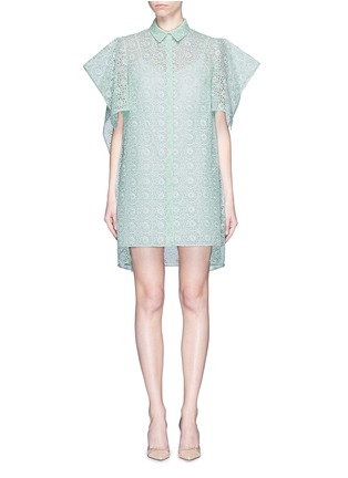 Main View - Click To Enlarge - DELPOZO - Cape sleeve broderie anglaise shirt dress