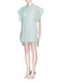 Figure View - Click To Enlarge - DELPOZO - Cape sleeve broderie anglaise shirt dress