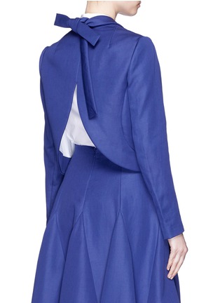 Back View - Click To Enlarge - DELPOZO - Bow tie back ramie-cotton twill cropped jacket