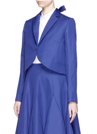 Front View - Click To Enlarge - DELPOZO - Bow tie back ramie-cotton twill cropped jacket