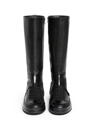 Figure View - Click To Enlarge - ANN DEMEULEMEESTER - 'Triad' sneaker front leather knee high boots