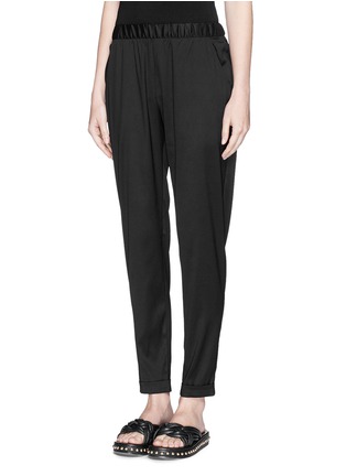 Front View - Click To Enlarge - T BY ALEXANDER WANG - Stretch silk blend twill track pants
