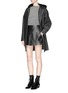 Figure View - Click To Enlarge - T BY ALEXANDER WANG - Box pleat leather skirt
