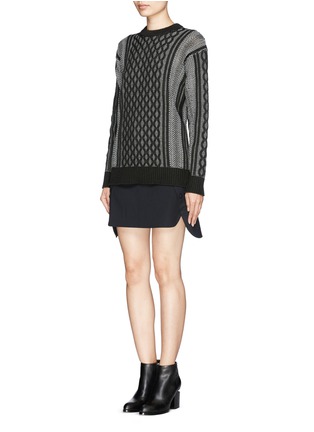 Figure View - Click To Enlarge - T BY ALEXANDER WANG - Honeycomb cable knit cotton blend sweater