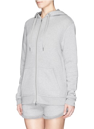 Front View - Click To Enlarge - T BY ALEXANDER WANG - Heavy French terry logo zip hoodie