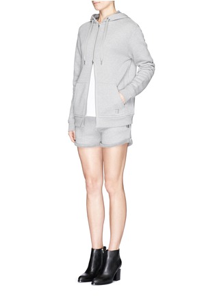 Figure View - Click To Enlarge - T BY ALEXANDER WANG - Heavy French terry logo zip hoodie