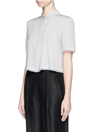 Front View - Click To Enlarge - T BY ALEXANDER WANG - Cropped silk collared shirt