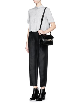 Figure View - Click To Enlarge - T BY ALEXANDER WANG - Cropped silk collared shirt