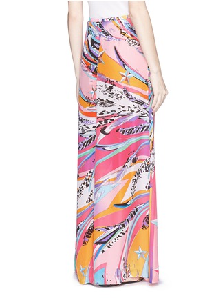 Back View - Click To Enlarge - EMILIO PUCCI - Star feather print silk maxi skirt