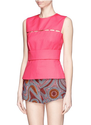 Front View - Click To Enlarge - EMILIO PUCCI - Cutout panel stretch crepe sleeveless top