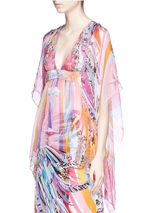 Front View - Click To Enlarge - EMILIO PUCCI - Star feather print silk chiffon blouse
