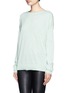 Front View - Click To Enlarge - VINCE - Centre seam bateau neck long-sleeve cotton sweater