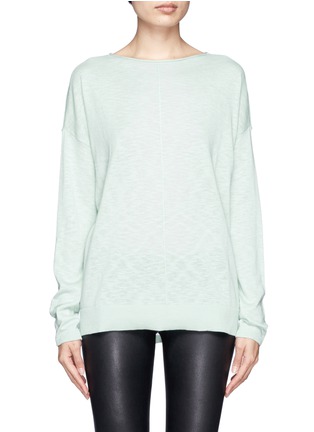 Main View - Click To Enlarge - VINCE - Centre seam bateau neck long-sleeve cotton sweater