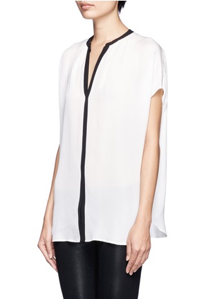 Front View - Click To Enlarge - VINCE - Contrast trim silk blouse